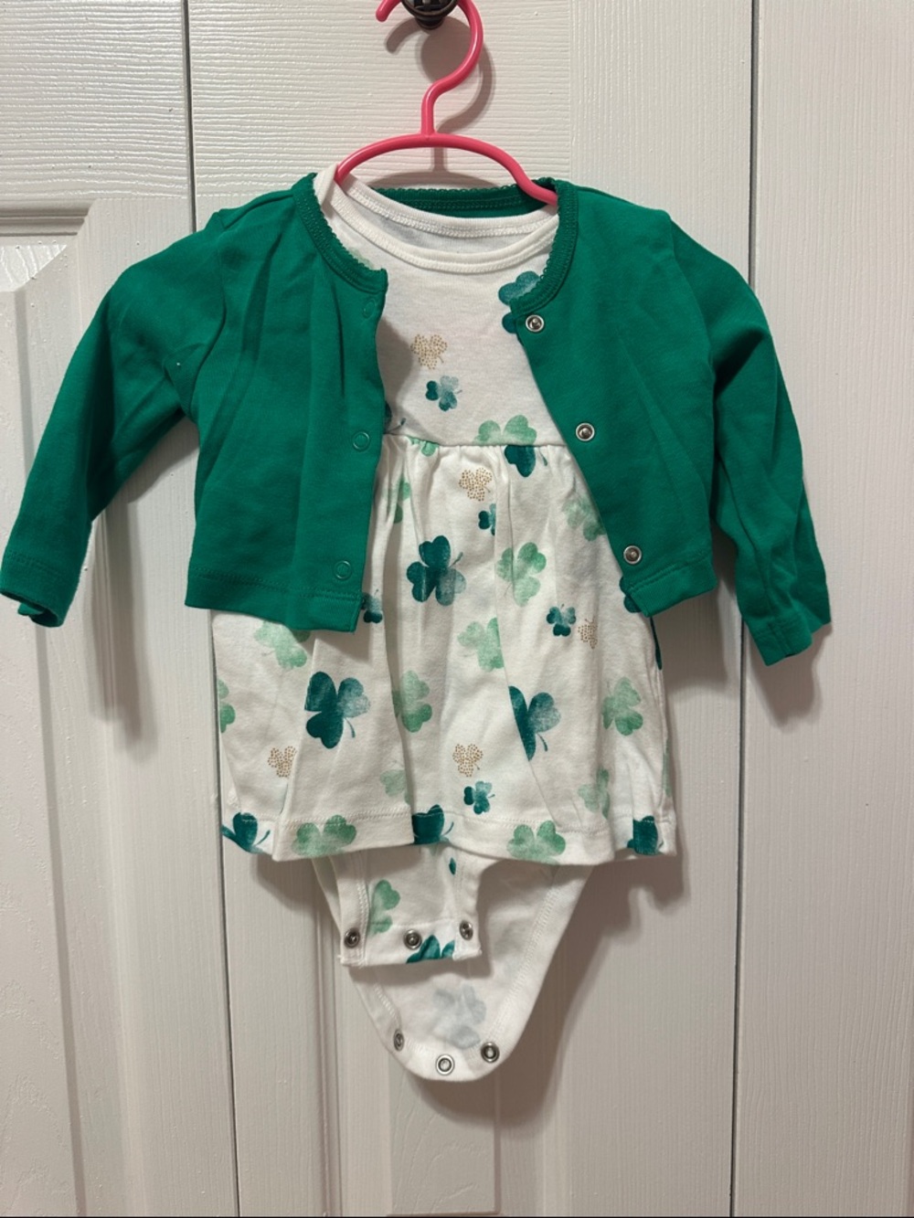 Carter's Green and White Baby Snap Cardigan Set